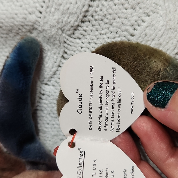 🕸Vintage Ty Beanie Baby Original Claude Tie Dye Crab 1996 - Picture 10 of 11